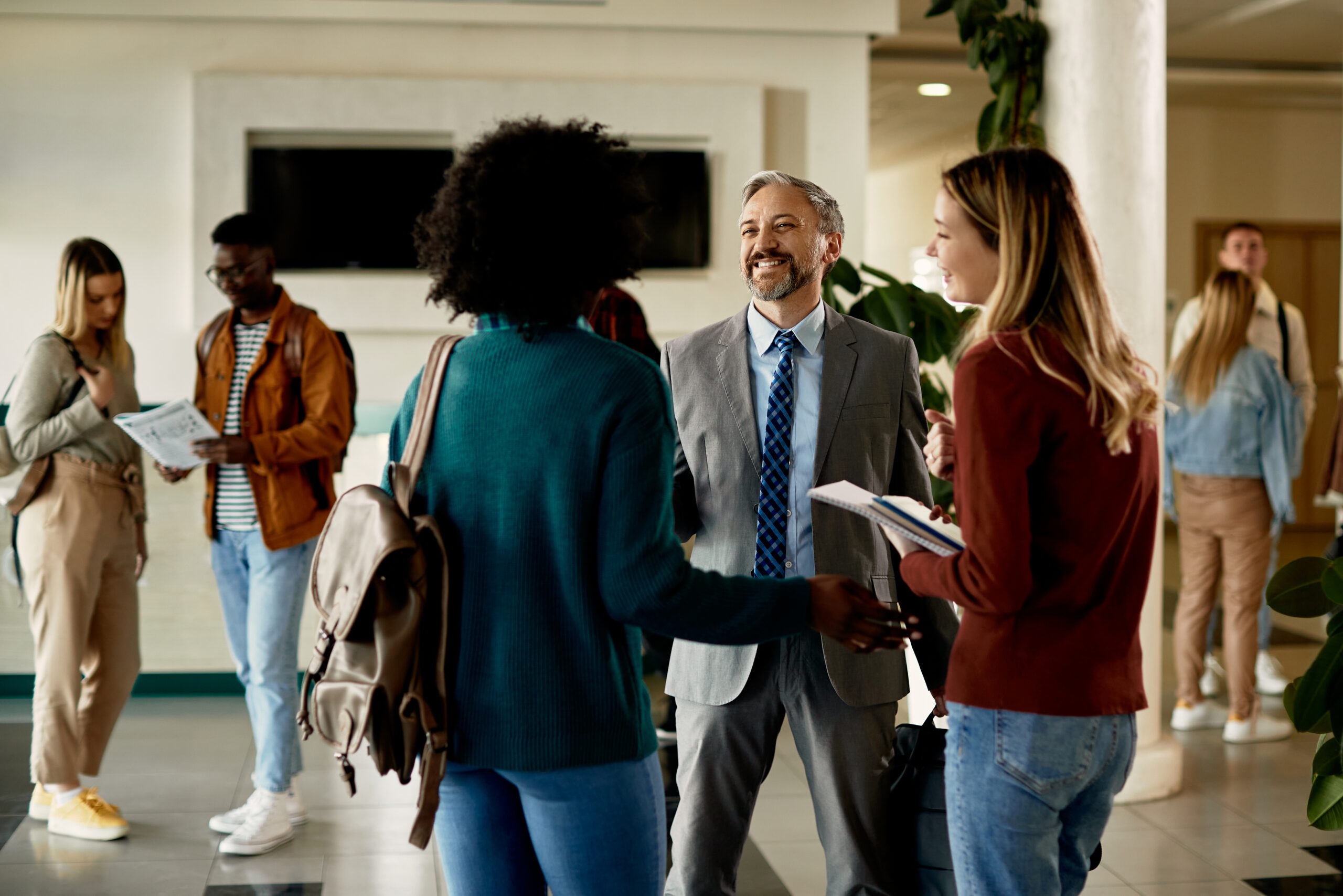 Recruiters talking to college students